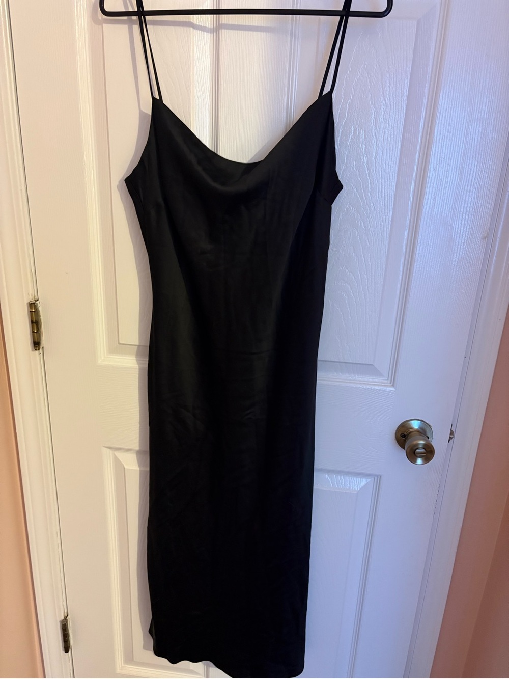 Express Black Midi Slip Dress with Double Spaghetti Straps
